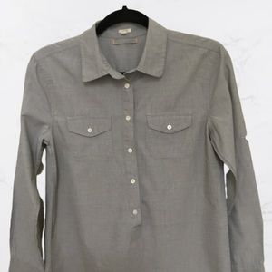 J. Crew Half Button Down Light Gray Shirt XS